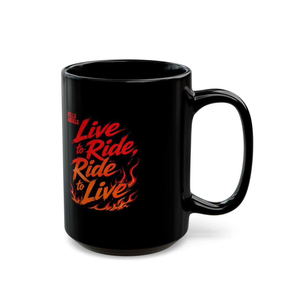 Hells Angels "Live to Ride, Ride to Live" Black Mug - alternate angle 5, merchandise