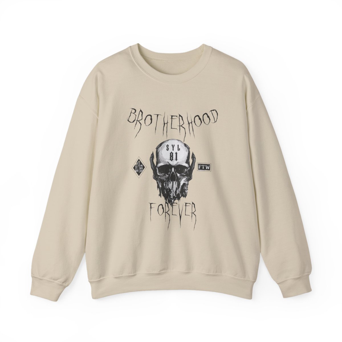 Brotherhood Forever skull graphic Sweatshirt | biker club, vintage tattoo style | 81 | Hells Angels - alternate angle 1, merchandise
