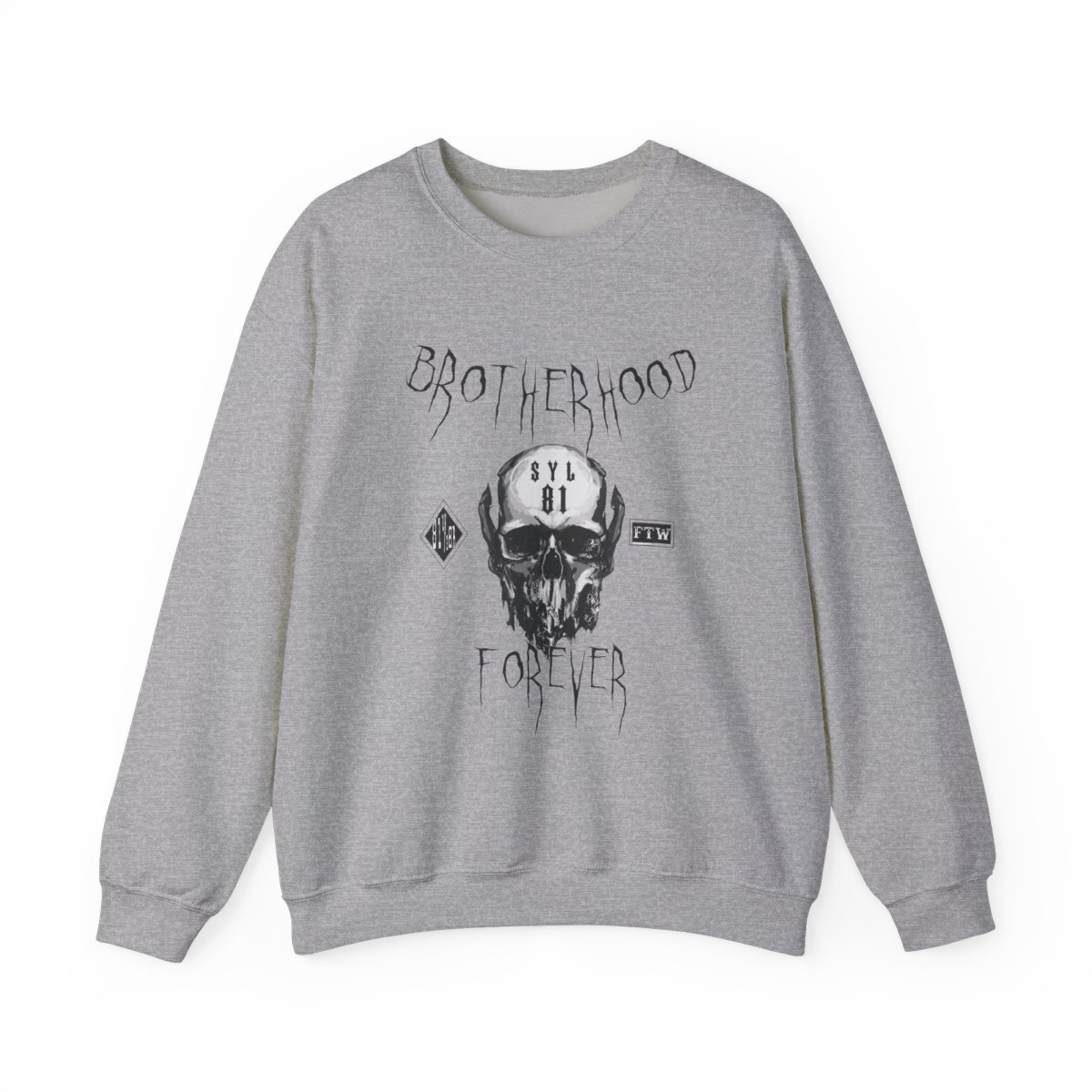 Brotherhood Forever skull graphic Sweatshirt | biker club, vintage tattoo style | 81 | Hells Angels - alternate angle 2, merchandise