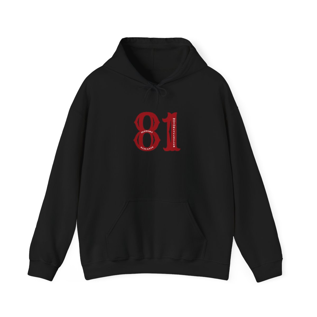 Vintage Red '81' Number Hoodie | Sports Jersey Style, Minimal Graphic | 81 | Hells Angels - alternate angle 1, merchandise