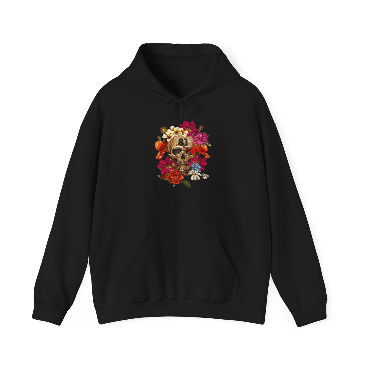 Floral Skull Bouquet Hoodie | Rose Skull Flowers Sweatshirt | 81 | Hells Angels - alternate angle 1, merchandise