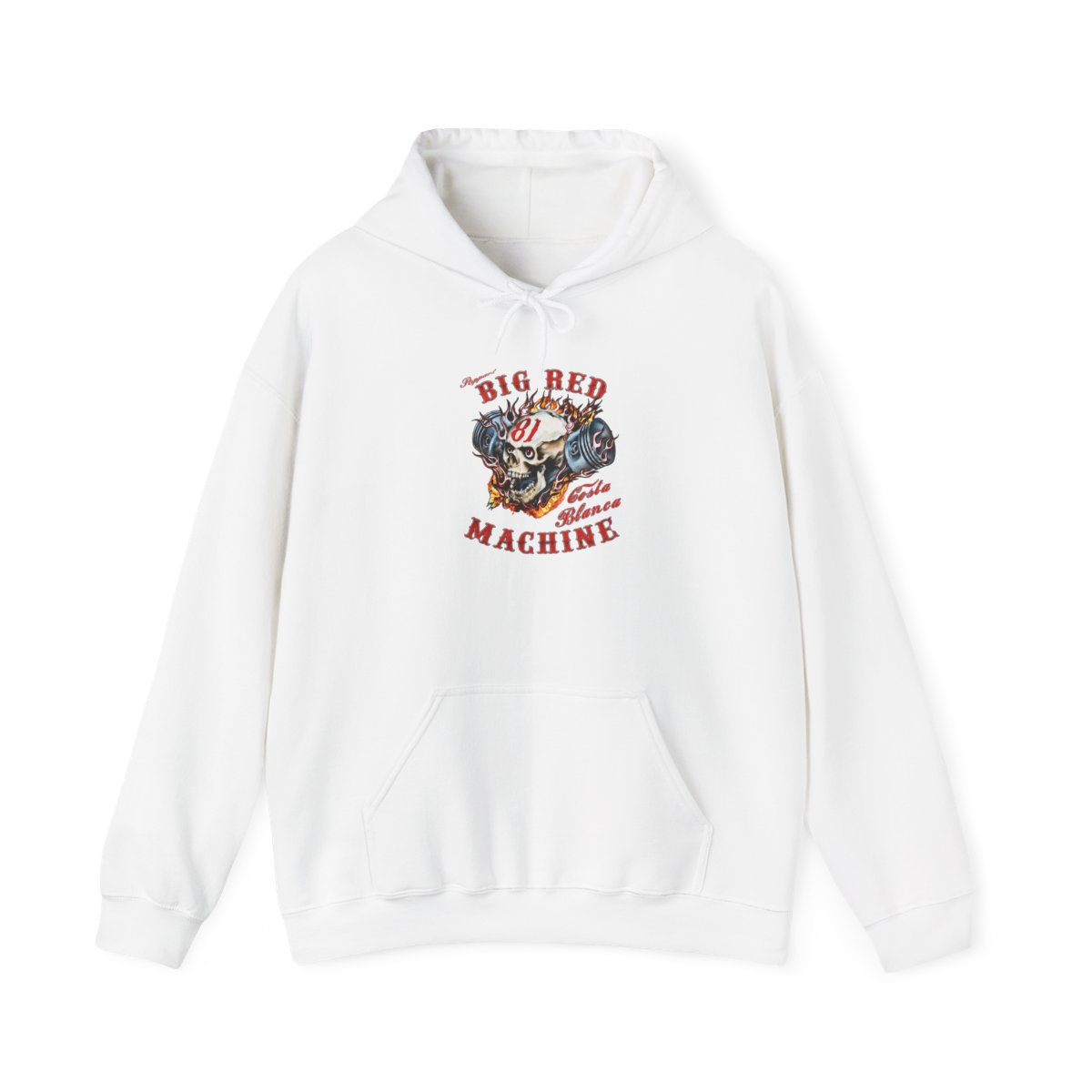 Big Red Machine Skull Motorcycle Hoodie | Vintage Biker Graphic | 81 | Hells Angels