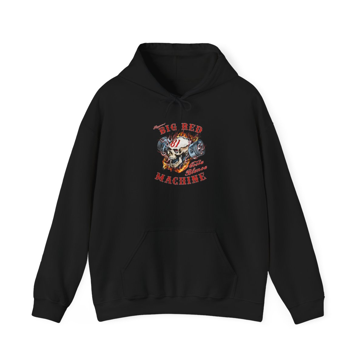 Big Red Machine Skull Motorcycle Hoodie | Vintage Biker Graphic | 81 | Hells Angels - alternate angle 1, merchandise