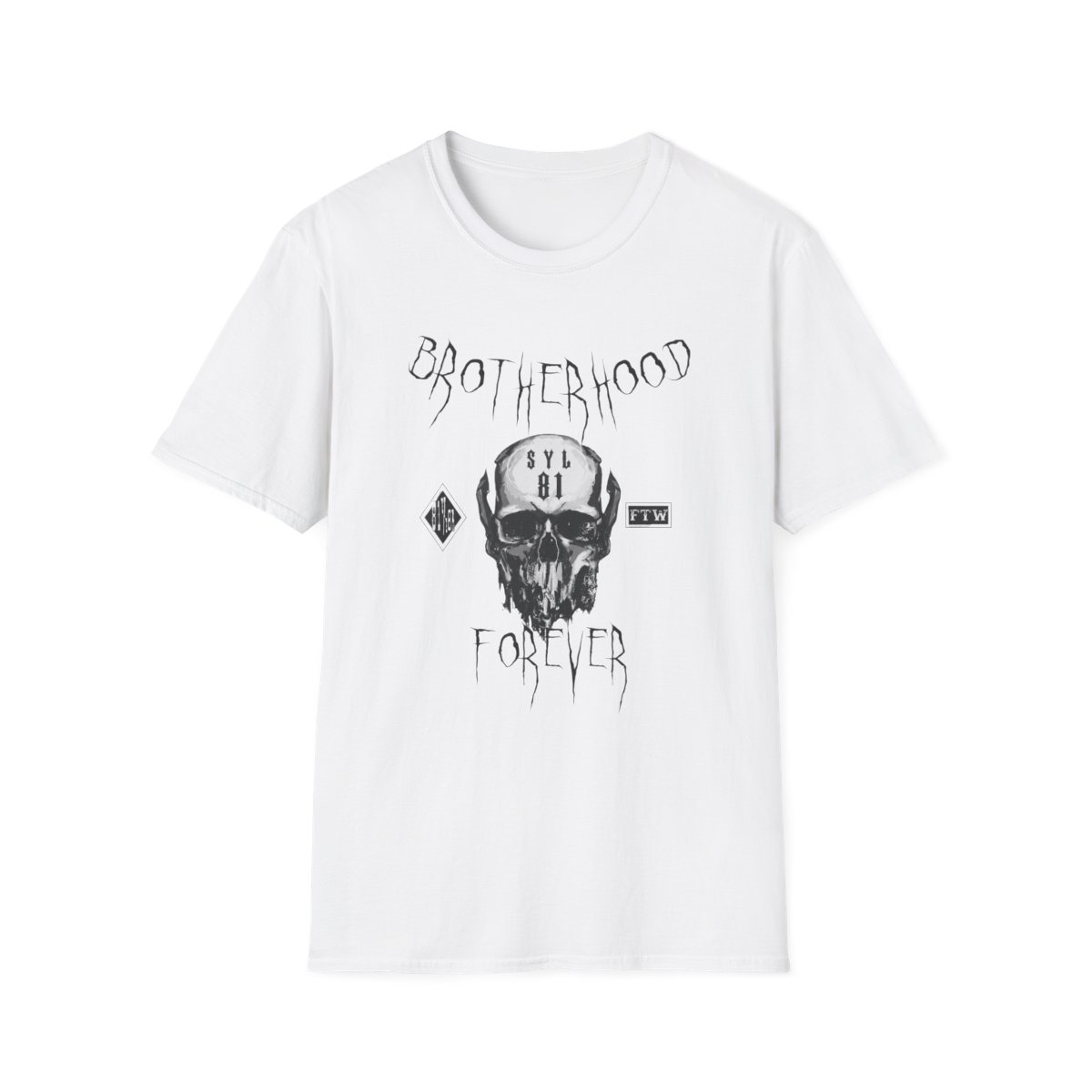 Brotherhood Skull Graphic T-Shirt | Goth Punk Typography | Hells Angels