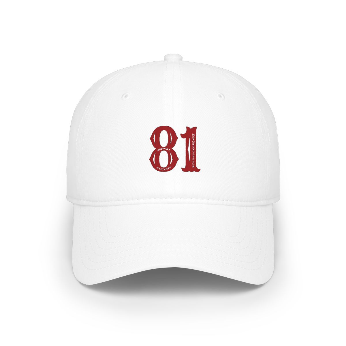 Red Distressed 81 Baseball Cap | Vintage Number Dad Hat | Hells Angels - alternate angle 1, merchandise