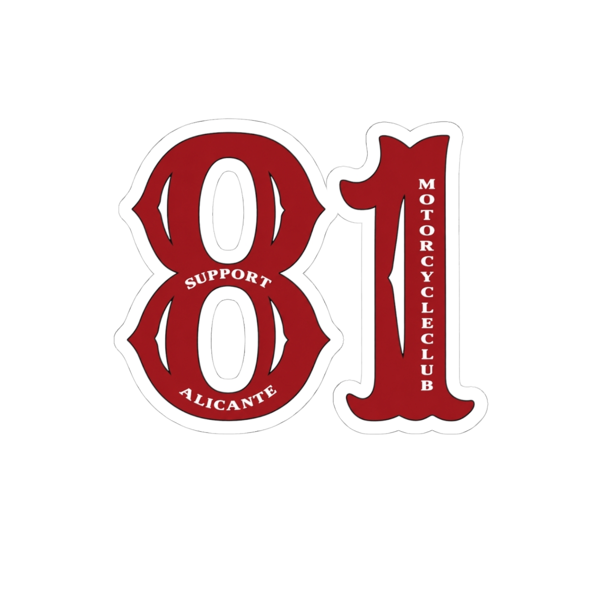 81 Motorcycle Club Sticker | Support Alicante Kiss-Cut Decal | 81 | Hells Angels - alternate angle 2, merchandise