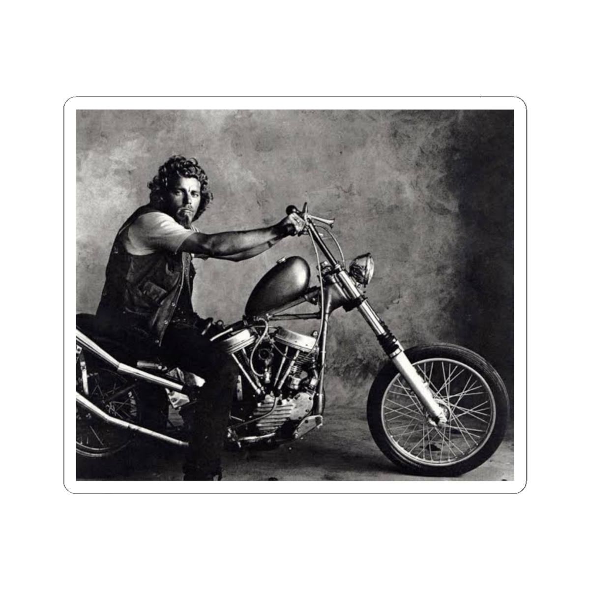 Vintage Biker on Chopper Kiss-Cut Sticker | Motorcycle Decal | 81 | Hells Angels - alternate angle 2, merchandise