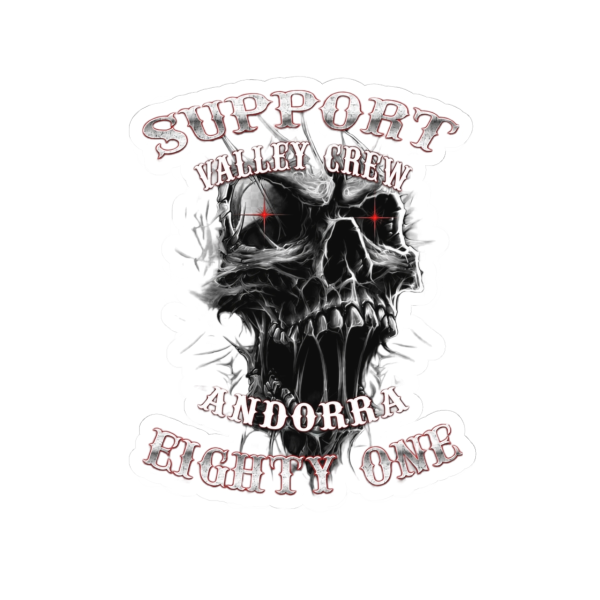 Support Valley Crew Skull Kiss-Cut Sticker | Andorra Eighty One | 81 | Hells Angels