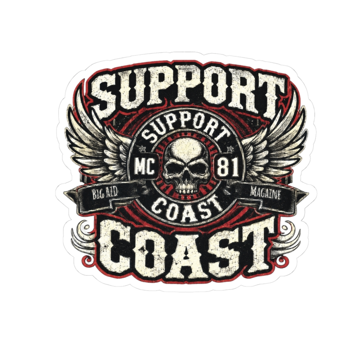 Support Coast skull wing emblem Sticker | Kiss-cut sticker | 81 | Hells Angels
